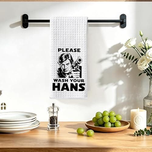 Please Wash Your Hans Kitchen Towels 14x24 Inch, S Wars Dish Towel | Waffle Weave Hand Cloth Tea Towel, Funny Kitchen Accessories, Geek Home Kitchen Bathroom Decor, Housewarming Gifts thumbnail 4