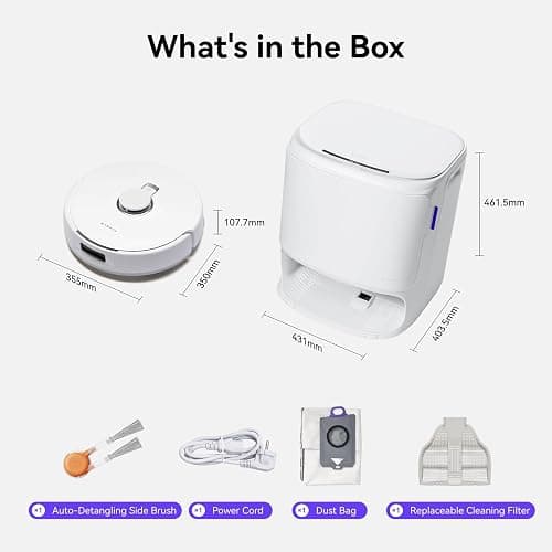 NARWAL Freo X10 Pro Robot Vacuum and Mop Combo, 11,000Pa Suction,DualFlow Tangle-Free System,MopExtend Edge Cleaning,Self-Emptying,Auto Mop Wash & Dry,for Pet Hair & Hard Floors,White thumbnail 2