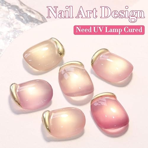 Double Rhythm Cat Eye Gel Nail Polish Set of 6 Same Color Same Bottle 0.5 Oz Shimmer Glitter with Magnet Holographic Reflective Magnetic UV Nail Polish Kit at Home (Glass Nude Pink Rose-T6-32) - Rose Pink thumbnail 8