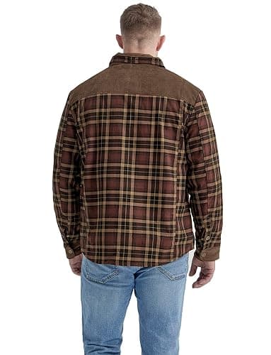 Haellun Men's Long Sleeve Sherpa Lined Shirt Jacket Flannel Plaid Fleece Coats thumbnail 4