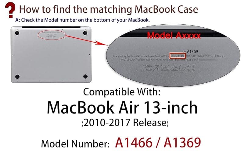 UESWILL Compatible with MacBook Air 13 inch Case 2010-2017 Release Model A1369 A1466, Smooth Matte Hard Shell Case Cover + Microfibre Cleaning Cloth, Navy Blue thumbnail 2
