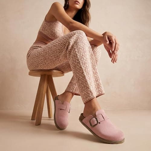 CUSHIONAIRE Women's Blain Genuine Suede Slip-On Clogs with + Memory Foam & Chic Buckle Mule - Comfortable, Non-Slip, Wide Widths Available thumbnail 6