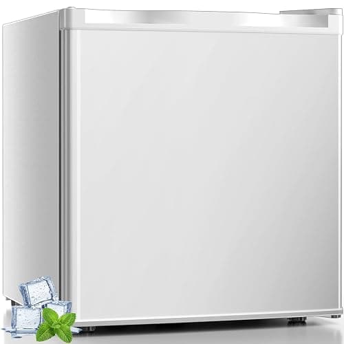 Antarctic Star Mini Fridge with Freezer, Rated 1.6 cu.ft, Small Upright Refrigerator with Removable Shelves, 7 Adjustable Thermostat, Low Noise for Bedroom/Apartment/Office,White - Image 1
