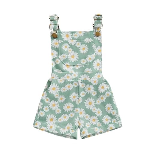 Ayalinggo Toddler Baby Girl Sunflower Print Overalls Shorts with Pocket Suspender Trousers Cute Summer Clothing Outfit - Image 1