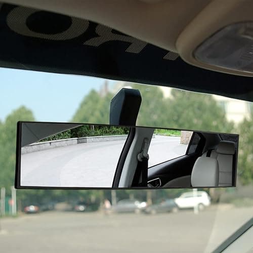 8sanlione Car Rearview Mirrors, Shock Resistant Interior Clip-on Panoramic Rear View Mirror for Car, Wide Viewing Range, 12 inch HD Universal Use for Cars, SUVs, Trucks, Vehicles (White) thumbnail 6