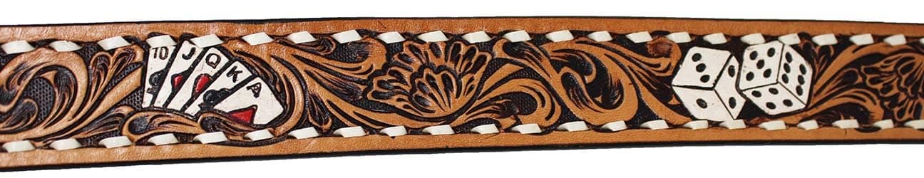 Cowboy Cowgirl Poker Western 1-1/2" Wide Hand Tooled Leather Belt 26FKPoker thumbnail 2