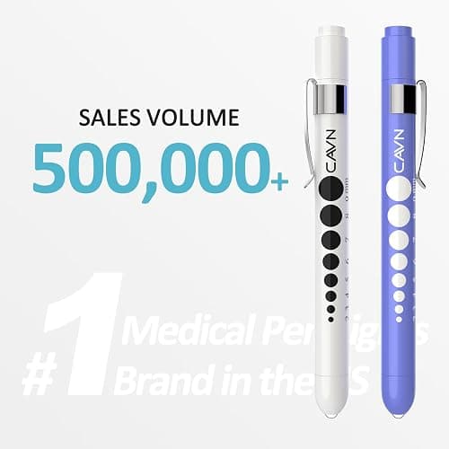 CAVN Pen Light with Pupil Gauge LED Penlight for Nurses Doctors, 2 Pcs Reusable Medical Penlight for Nursing Students (White/Bluish Purple) thumbnail 7