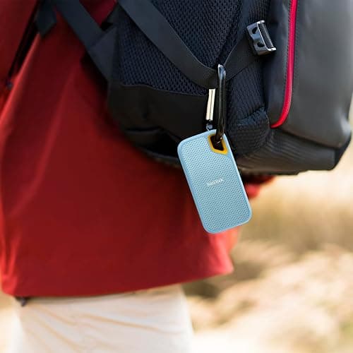 SanDisk 1TB Extreme Portable SSD - Up to 1050MB/s, USB-C, USB 3.2 Gen 2, IP65 Water and dust Resistance, Updated Firmware, Sky Blue - External Solid State Drive - SDSSDE61-1T00-G25B thumbnail 2