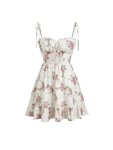 CIDER Womens Summer Dresses Floral Spaghetti Strap Cute Vacation Sundress Dress Boho Casual Outfits - Image 1