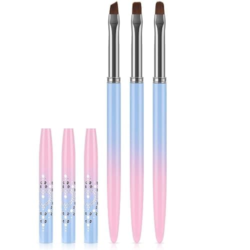 JASSINS Nail Art Clean Up Brushes, 3 Pcs Flat/Oval/Fine Angled Gel Nail Brushes,For Nail Art Design Painting DIY and Cleaning Polish Mistake on the Cuticles (Color) - Image 1
