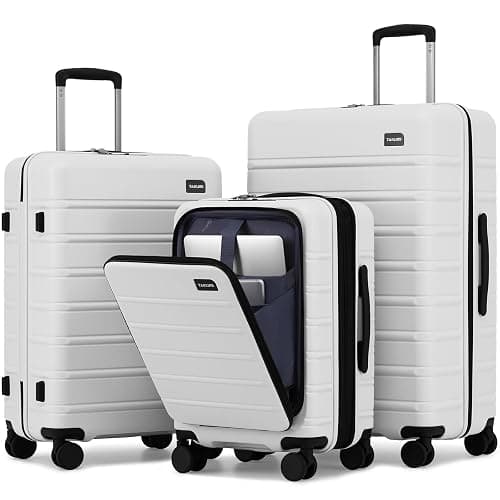 TAKUMI Suitcases with Wheels, Expandable Carry on Luggage, 3 Piece Set | Luggage Sets, Front Pocket, Hardside, Lightweight, 360° Spinner Wheels, TSA Lock, Family Business Travel, White, 20/24/28 - Image 1
