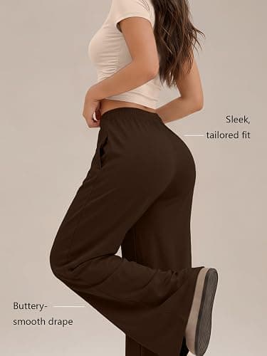 Trendy Queen Women's 2 Piece Matching Summer Lounge Set with Pockets | Vacation Airport Travel Outfits, Workout Gym Clothing Comfy Athleisure Clothes, Side-ruched Top, Drawstring Wide Leg Pants thumbnail 4