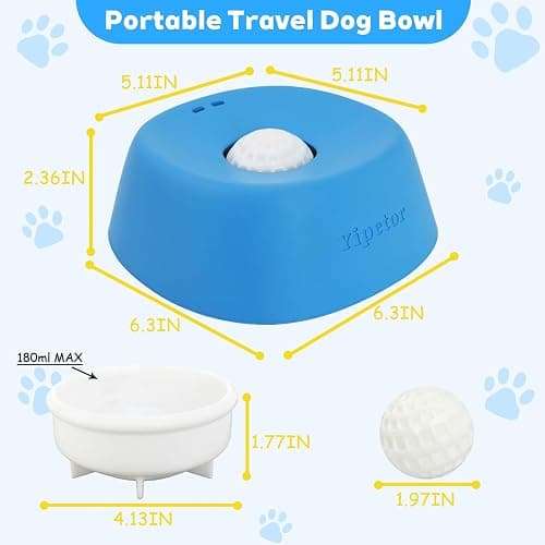 Yipetor Slow Feeder Dog Bowls for Liquid Treat, Anti-Slip【Entertained Ball-in】 Bone Broth Dog Lick Bowl, 3/4 Cup Yogurt Pup Lick Toy for Large Medium Small Breeds Dietary Supplement/Post-op Nutrition thumbnail 7