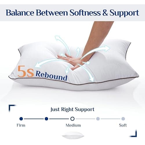JOLLYVOGUE Pillows Queen Size Set of 2, Cooling and Firm Pillows with Oeko-Tex Certified Down Alternative Filling for Side, Back, and Stomach Sleepers, Hotel Collection thumbnail 4