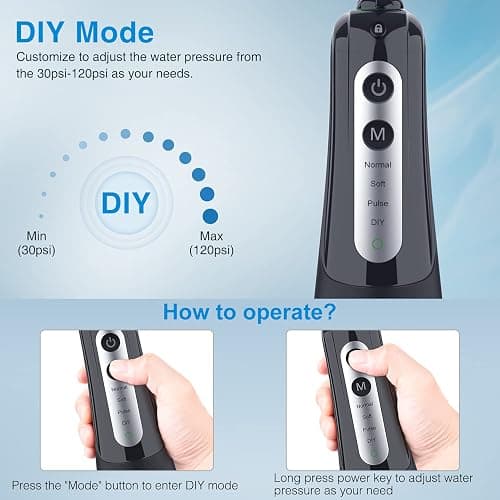 INSMART Water Flosser for Teeth: Cordless Dental Electric Flosser for Oral Care,Rechargeable Floss DIY Mode IPX7 Waterproof,Portable Travel Flossers Set for Teeth cleaning with 4 Modes thumbnail 7