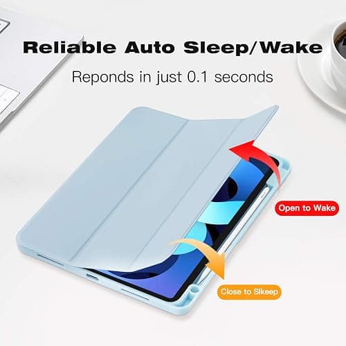 Hülle für iPad Air 7 11 Zoll 2025 M3/Air 6 2024 M2/Air 5/4 2022 2020 10,9 Zoll mit Stifthalter, Magnet-Trifold Hülle mit iPencil 2. Gen Aufladen, Auto Schlafen/Wachen, Leichter TPU Schutz, Hellblau thumbnail 5