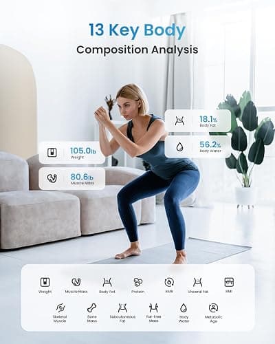 RENPHO Smart Scale for Body Weight, Digital Bathroom Scale BMI Weighing Bluetooth Body Fat Scale, Body Composition Monitor Health Analyzer with Smartphone App (White, 11"/280mm) thumbnail 4