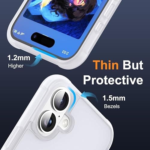 SKYLMW Compatible with iPhone 16 Plus Case with Stand,Translucent | iPhone 16 Plus Phone Case 6.7",Magnetic Ring Stand,Compatible with MagSafe,Military-Grade Protection,Great Grip Feeling thumbnail 6