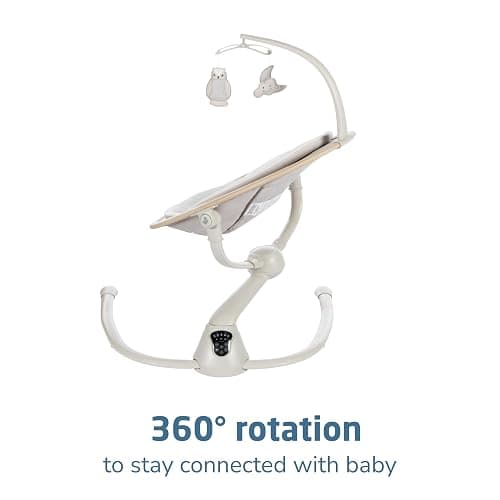 Maxi-Cosi Cassia Baby Swings for Infants: Smart Portable Baby Swing with Music, Lightweight & Foldable Baby Swing, 360 Rotation Infant Swing, Classic Oat - Classic Oat - Baby Seat thumbnail 4