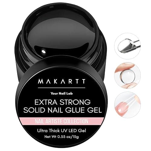 Makartt Solid Nail Glue Gel: Extra Strong Gel Nail Glue for Press On Nails & Fake Tips Long-Lasting Strong Adhesion Nails Glue for Acrylic Nails Clear 3D Gels for Nail Art Home Salon UV Light Cured - Image 1