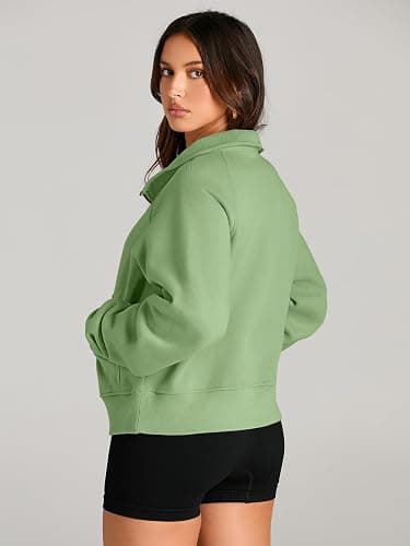 AUTOMET Womens Sweatshirts Half Zip Cropped Pullover Fleece Quarter Zipper Hoodies 2025 Fall Fashion Outfits Clothes thumbnail 5