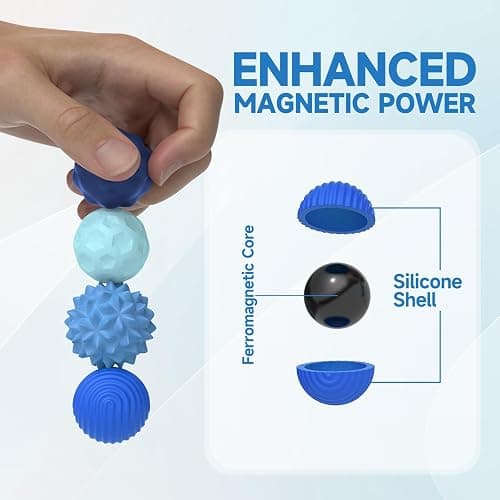 Magnetic Sensory Balls Fidget Toys for Adults&Teens, Stress Relief Silicone Sensory Toys for Autism ADHD Anxiety,Fun Textures Gadgets,Office Desk Toy,Easter Stocking Stuffers for Women Men Teen Gift thumbnail 2