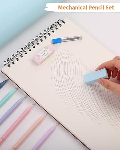 SKYDUE Cute School Supplies 44 PCS, Aesthetic Pencil Case with 12 Pastel Highlighters, 5 Black Gel Pens, 6 Color Gel Pens & Mechanical Pencils, College Essentials Students Stationary Set Blue thumbnail 7