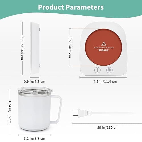 VOBAGA Mug Warmer, Coffee Warmer with 15OZ Mug Set for Home Office Home Desk, Coffee Cup Warmer with 3 Temperature Settings for Tea, Cocoa with Auto Shut Off for Holiday Birthday Coffee Gifts thumbnail 2