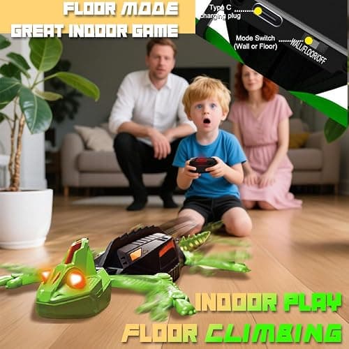 Wall Climbing RC Chameleon Toy for Kids, Rechargeable Remote Control Lizard Toy with LED Eyes, Dual Mode Floor & Wall Driving, Gift for Boys Girls Ages 3+ thumbnail 2