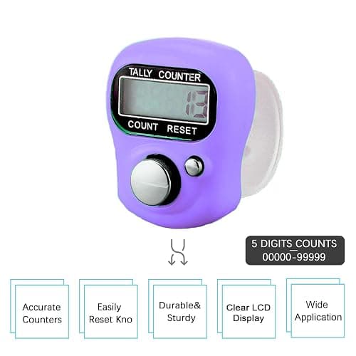 TESEAS Electronic Finger Counter, 5-Digit Number Count Clicker Mini LCD Digital Display Hand Tally Counter, Resettable Counters Clickers for Knitting, Crochet, Coaching, Lap, Golf, Toddler & Fidget thumbnail 2