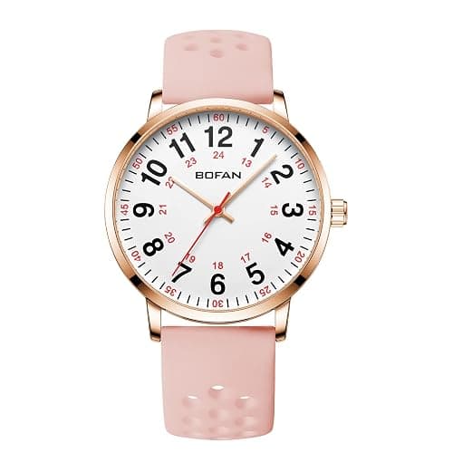 BOFAN Nurse Watch for Medical Professionals,Students,Doctors with Easy to Read Dial,Second Hand and 24 Hour,Soft and Breathable Silicone Band,Water Resistant - Image 1