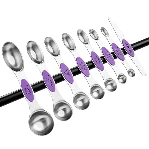 Spring Chef Stainless Steel Magnetic Measuring Spoons Set of 8 with Leveler, Nesting Metal Teaspoon & Tablespoon Measuring Spoons for Food, Heavy Duty Kitchen Gadgets for Baking & Cooking - Orchid thumbnail 9