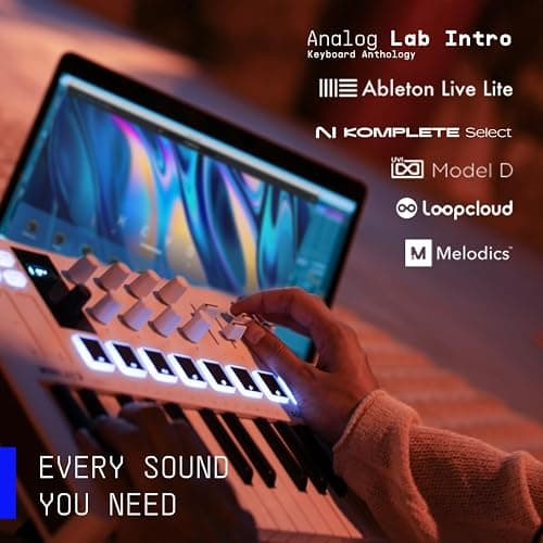 Arturia MiniLab 3 - Universal MIDI Controller for Music Production, with All-in-One Software Package - 25 Keys, 8 Multi-Color Pads - White thumbnail 7