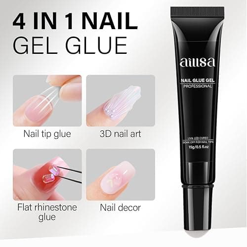 AILLSA Gel Nail Glue for Nails Tips, Solid Super Strong Gel Glues 15g | Professional Fake Acrylic Soft Nails Glue U V Lamp Curing Needed - Long Lasting thumbnail 2