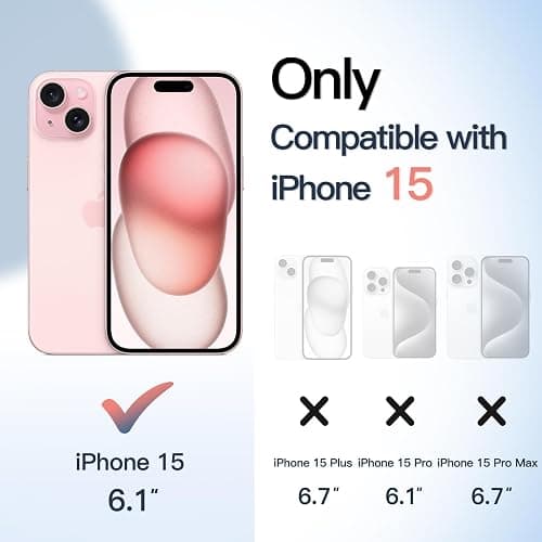 JETech Magnetic Case for iPhone 15 6.1-Inch Compatible with MagSafe, Shockproof Phone Bumper Cover, Solid Color Matte TPU Frame, Anti-Scratch Clear Back (Pink) thumbnail 2