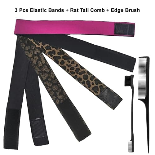 AIFIHIYI Elastic Bands Set for Wigs and Lace Frontals - 3 pieces with Rat Tail Comb, Edge Brush, Melting Band for Laying Edges and Keeping in Place thumbnail 5