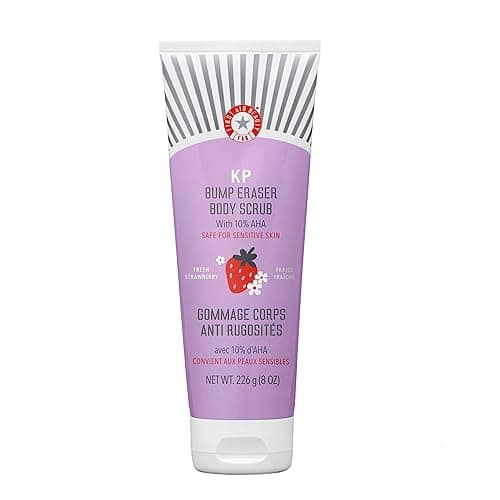 First Aid Beauty - KP Bump Eraser Body Scrub with 10% AHA, Keratosis Pilaris Exfoliator with Glycolic and Lactic acids, Helps Reduce Chicken Skin Bumps, Safe for Sensitive Skin, Strawberry Scent, 8 oz - Fresh Strawberry - 8 Ounce