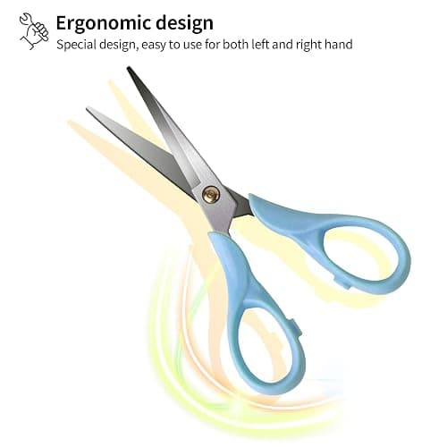 Creechwa Scissors Blue, Stainless Steel Blade with Acrylic Handle, All Purpose Scissor for Office, School, Home, Fabric Shears, Tijeras - Blue-6 Inch thumbnail 6