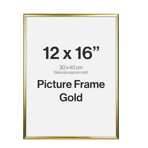 Modern Gold 12x16 Photo Frame for 12x16 (30 x 40cm) Photos or Pictures, Plexi Glass, Wall Mounted Landscape or Portrait - Image 1