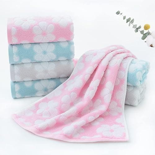 Pidada Hand Towels Set of 2 Floral Pattern 100% Cotton Soft Absorbent Decorative Towel for Bathroom (Light Grey) thumbnail 6