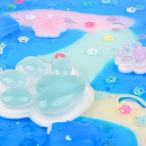 Blue Crunchy Cat's Paw Slime,Super Soft and Non-Sticky, Great for Birthday Gifts for Girl and Boys,Party Favors,Christmas Stocking Stuffers（300ml） thumbnail 3