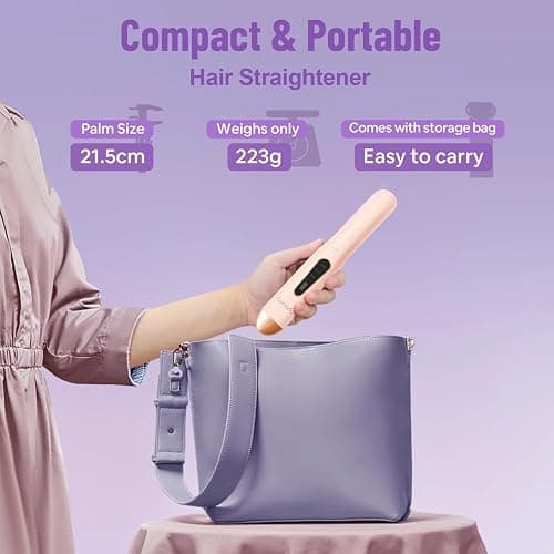 SUNMAY Cordless Hair Straightener, Titanium Portable Straightener for Travel, Dual Voltage Cordless Flat Iron Hair Straightener 2 in 1 with Comb & Clip for Women, Heat-up in Seconds, USB-C Fast Charge thumbnail 8