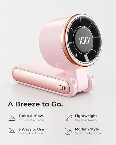 Bearwind Portable Handheld Turbo Fan - 5 Gear High Speed 4000mAh Rechargeable Mini Personal Hand Fan Blow Cold Air, Battery Operated Travel Essentials, Beach Vacation, Gifts for Women, Men (Pink) thumbnail 2