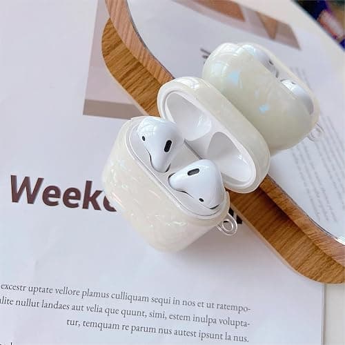 Olytop for Cute Glitter Airpods 2/1 Gen Case with Cleaner Pen,Shell Pattern Airpods 2nd/1st Generation Cover Protective Skin Girl Women with Luxury Pearl Keychain for Apple iPod 2nd/1st Gen - Colorful thumbnail 6