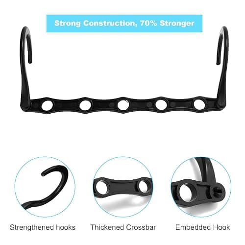 10 Pack Space Saving Hangers Closet Organizer & Storage for Clothes, Black | Heavy duty ABS plastic, 360° swivel hook, magic cascading multi slots, dorm apartment RV seasonal shirts pants coats sweaters thumbnail 6