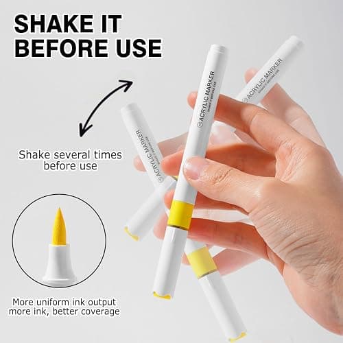 ROSYMENG Acrylic Paint Markers, 120 Colors + 8 Metal Colors - Large Ink Capacity, High Coverage with Brush Tip Acrylic Paint Pens, Suitable for Wood, Glass, Rock, and Fabric - Student School Supplies thumbnail 7