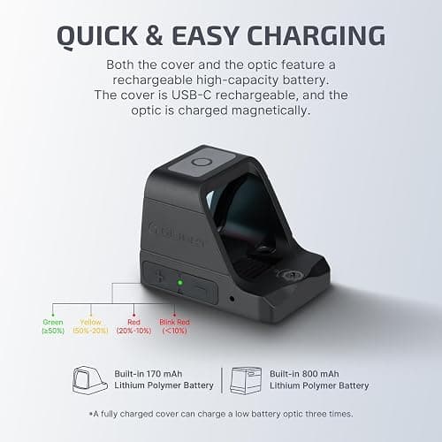 OLIGHT Osight 3 MOA Rechargeable Dot Open Reflex Sight with Charging Cover, Tactical Parallax-Free Sights, Picatinny Mount Compatible - Green/Red Dot Options thumbnail 8