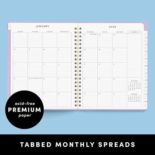 PAPERAGE 2026 Weekly & Monthly Planner, 12 Months (January 2026 - December 2026), 9.2 in x 11.2 in, Spiral Bound 2026 Planner with Weekly, Monthly & Yearly Views, Note Pages & Inner Pocket – Blush thumbnail 3