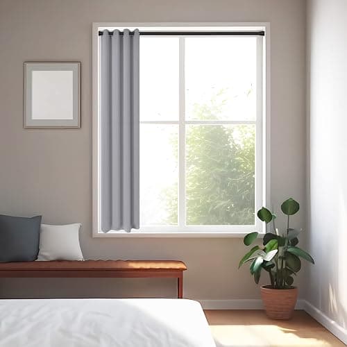 QINGYUN Black Tension Curtain Rod 28 to 48 Inch Spring Rod No Drilling Adjustable Shower Curtain Rod for Windows, Bathrooms, Closet, Kitchen - 28" to 48"-1Pcs - Black. thumbnail 2