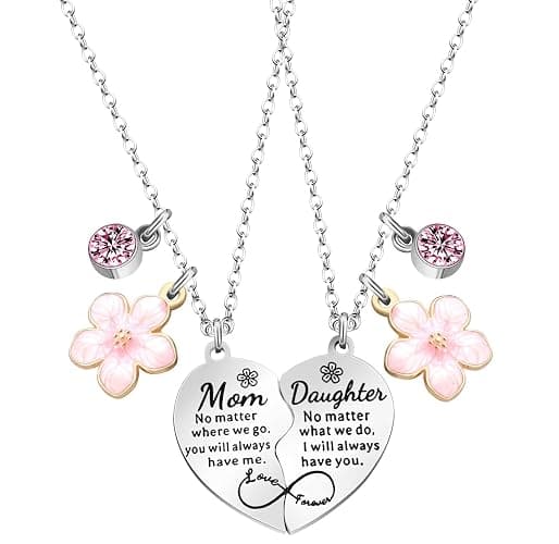 Artlunar Mother Daughter Necklace - Heart Matching Necklace Keychain for Mom Women Mother Day Gift from Daughter - Image 1